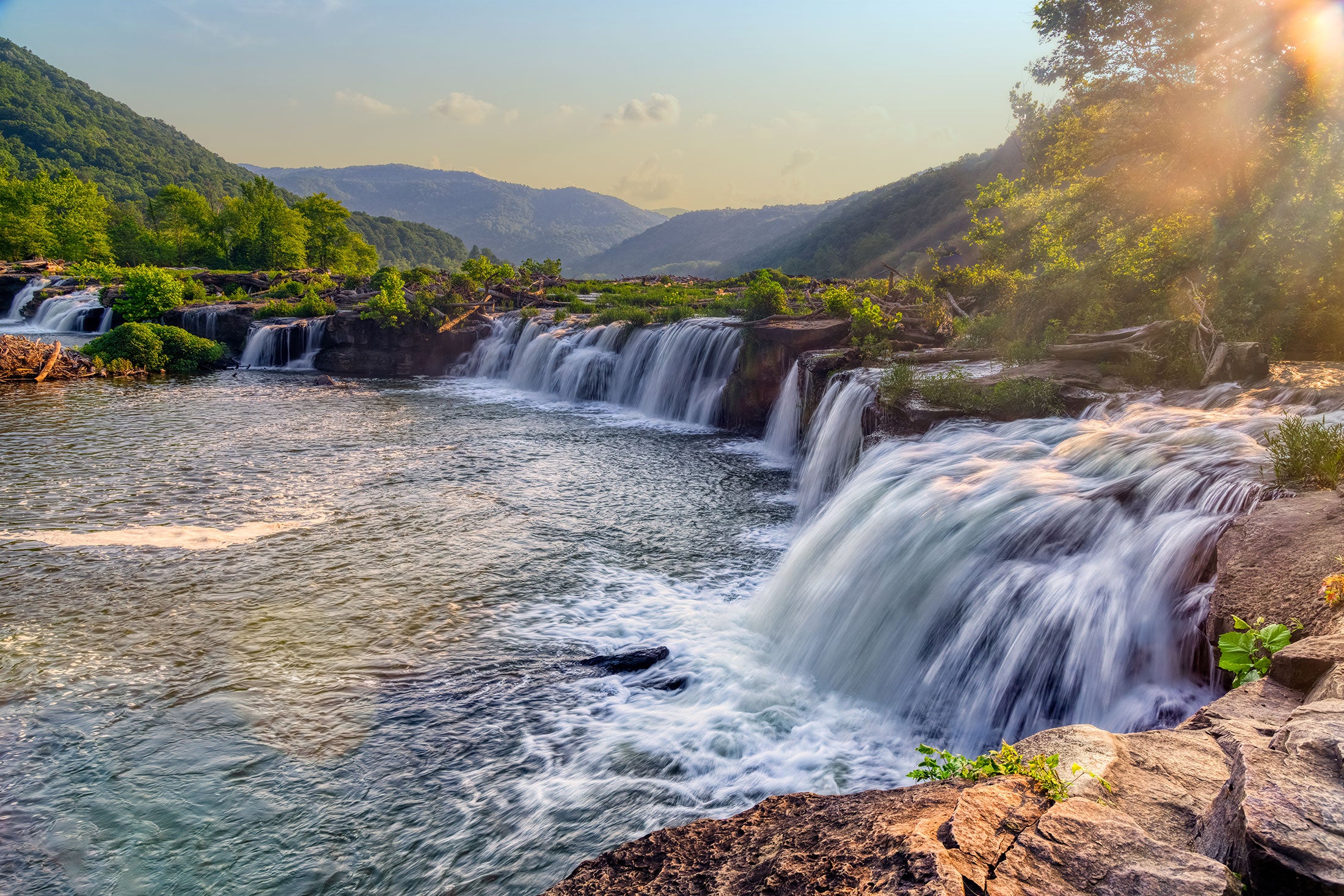 Waterfalls at Sandstone Falls in West Virginia